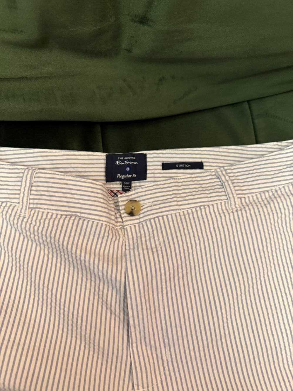 Ben Sherman Men's White and Blue Seersucker Shorts